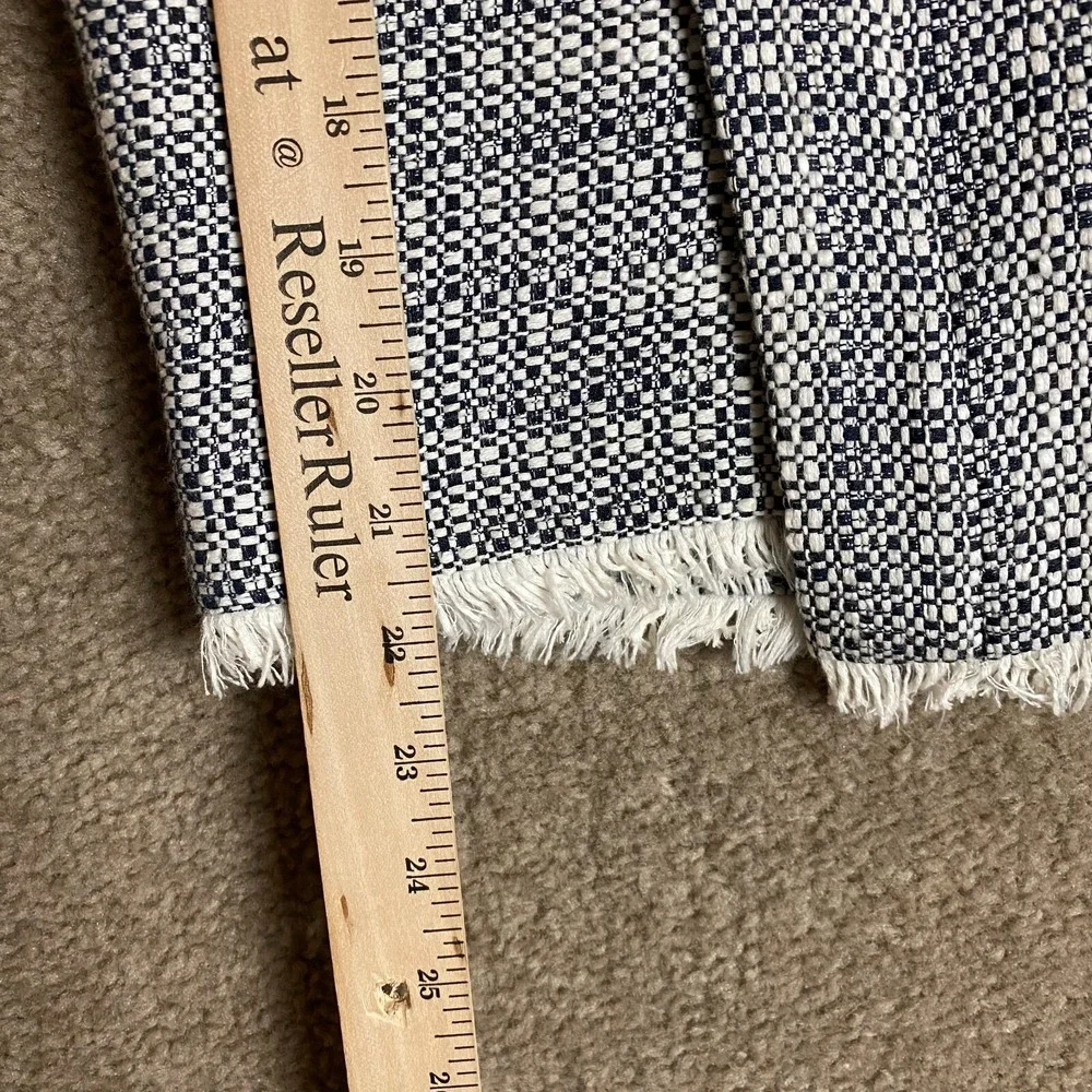 Brooks Brothers‎ Pencil Faux Wrap Skirt Women Size 6 Navy/White Woven Fringe Hem